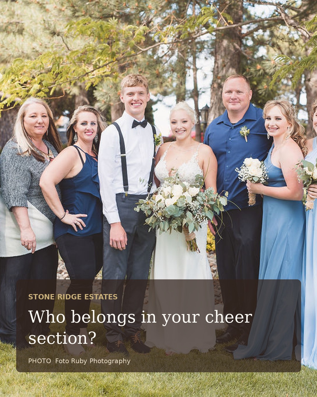 Real wedding at Stone Ridge Estates featured in How to Build a Wedding-Day Cheer Section That Supports Both Partners