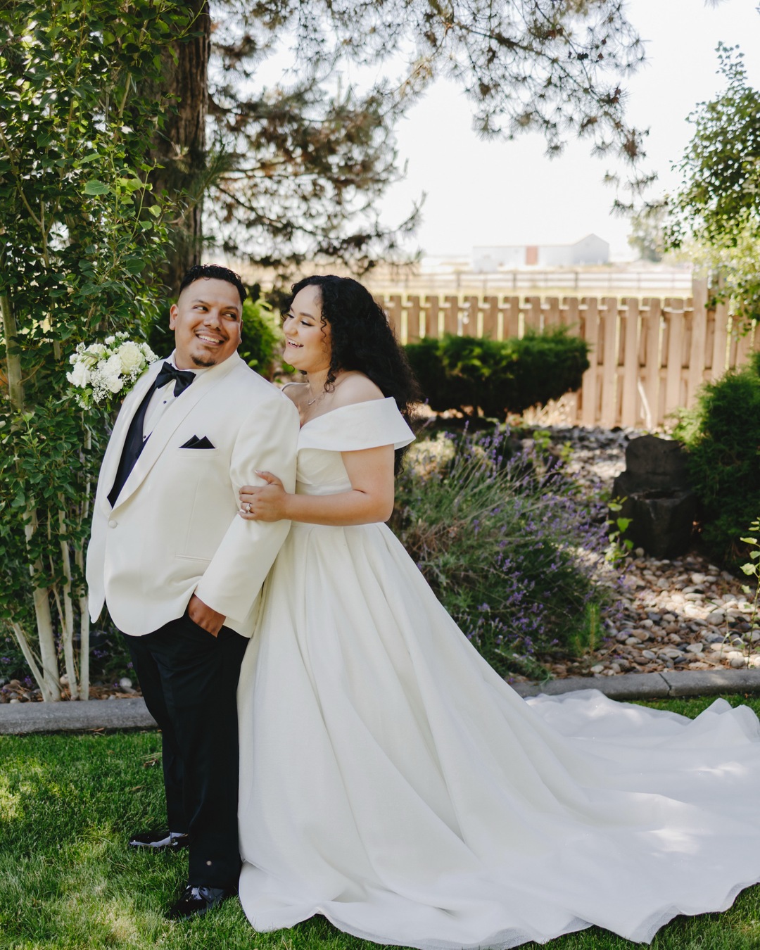 Real wedding at Stone Ridge Estates featured in Veils and Dress Trains in the Gardens at Stone Ridge Estates
