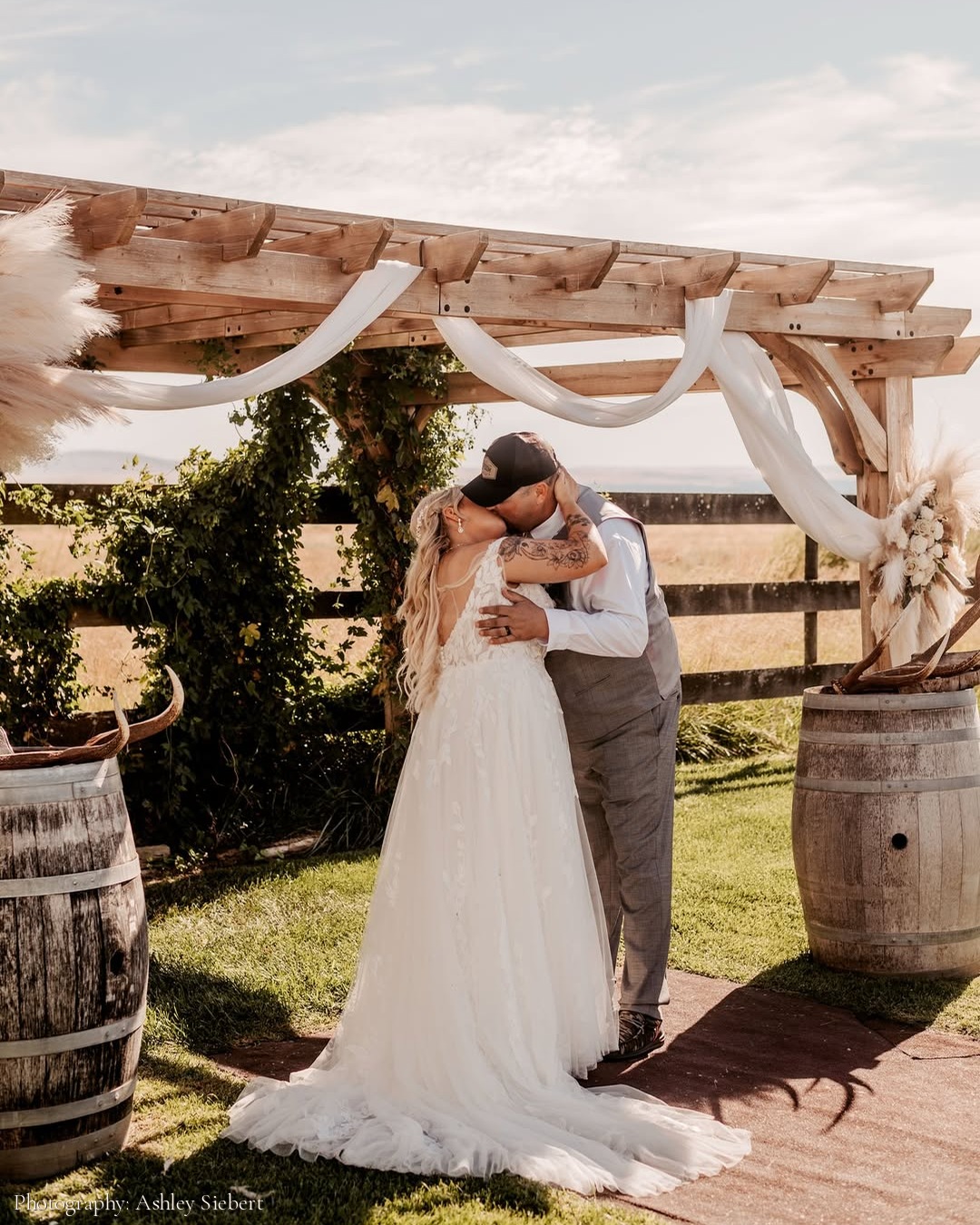 Real wedding at Stone Ridge Estates featured in Veils and Dress Trains in the Gardens at Stone Ridge Estates