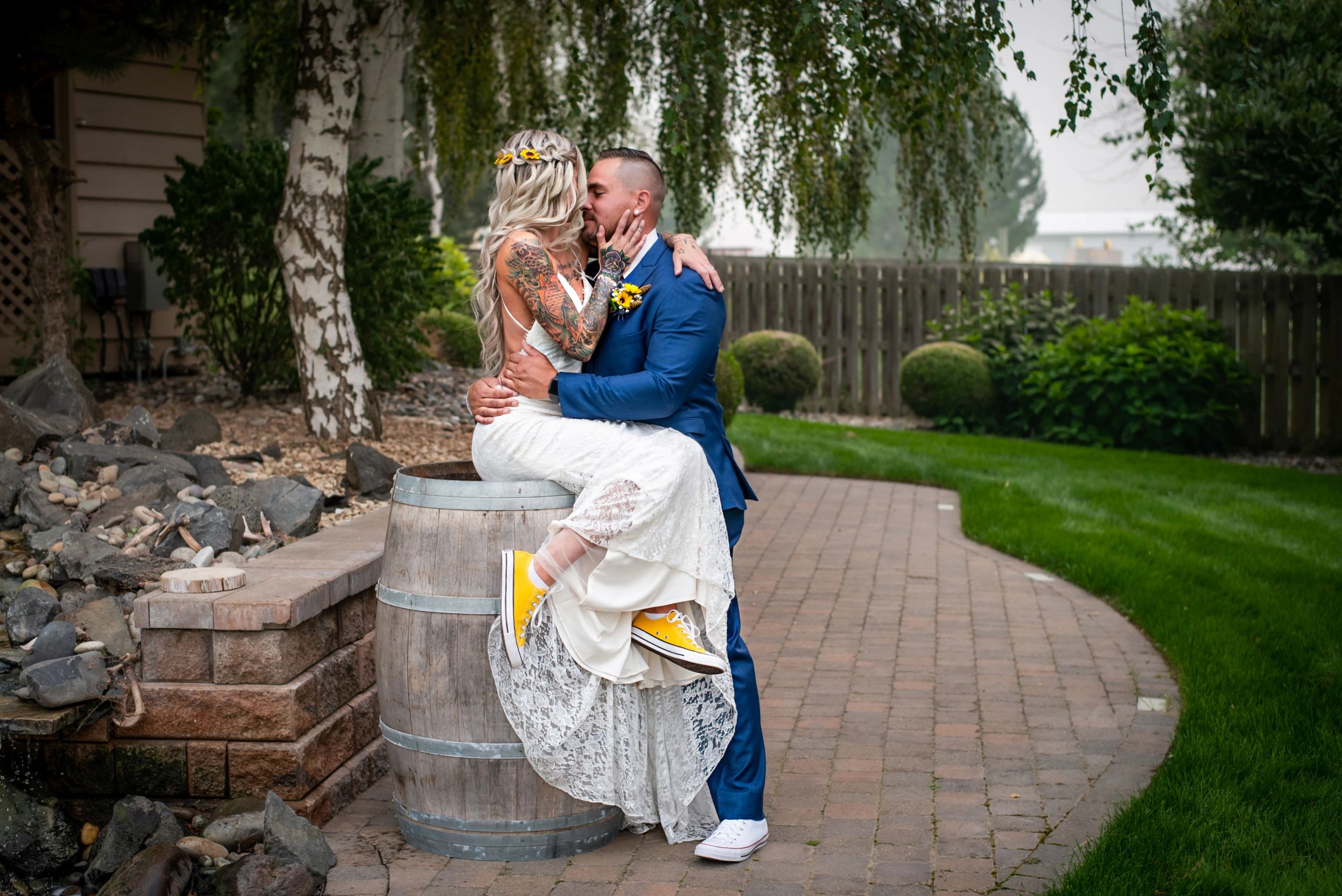 yellow converse shoes at stone ridge estates wedding venue