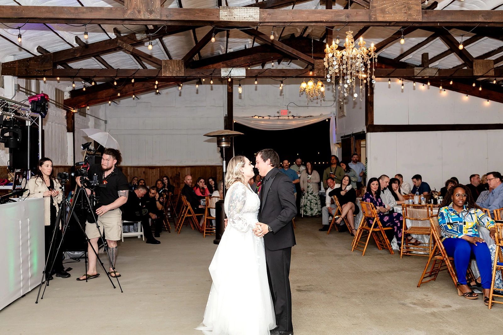 barn wedding reception couple's first dance stone ridge estates wedding venue near me