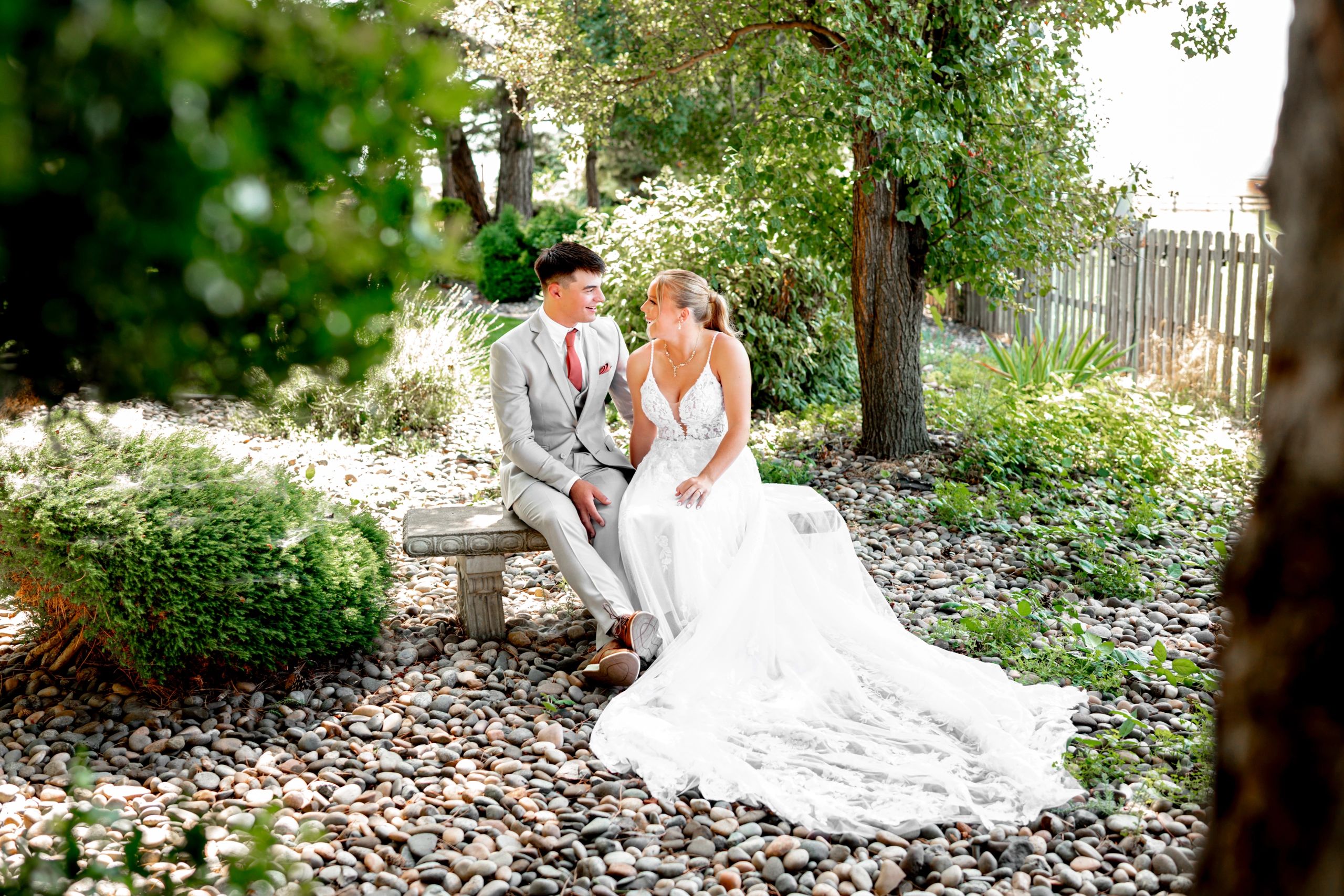 Couple sharing a private moment at Stone Ridge Estates Wedding Venue Pasco Washington