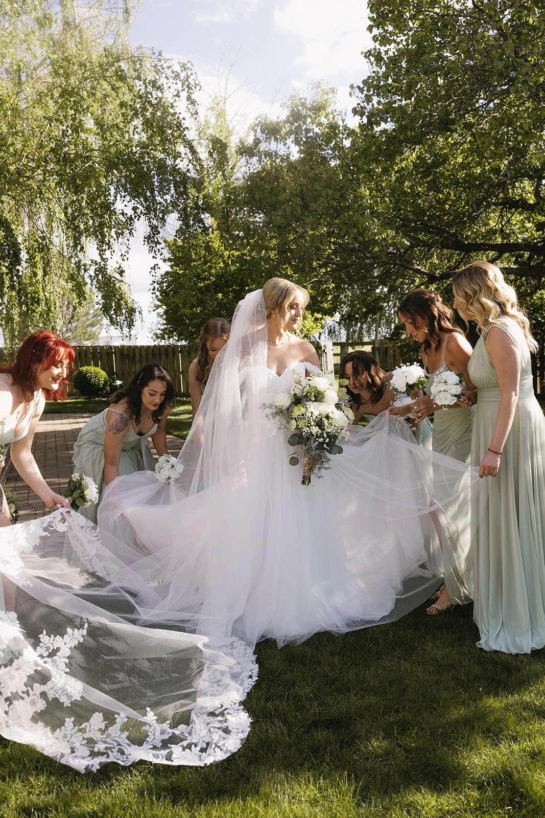 Wedding guests gathering outside at Stone Ridge Estates